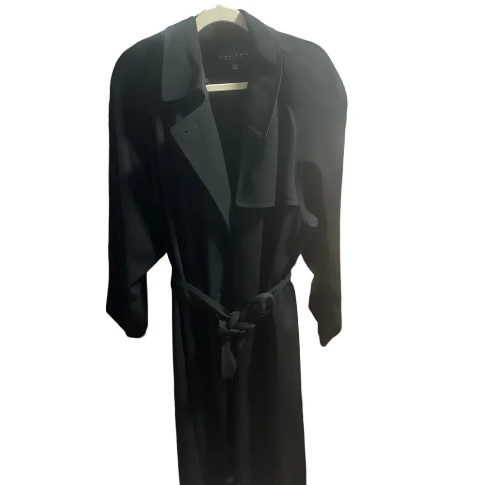 Vintage Gallery Woman Fully Lined Black Belted Trench Coat - Woman sz 22W - Picture 1 of 11